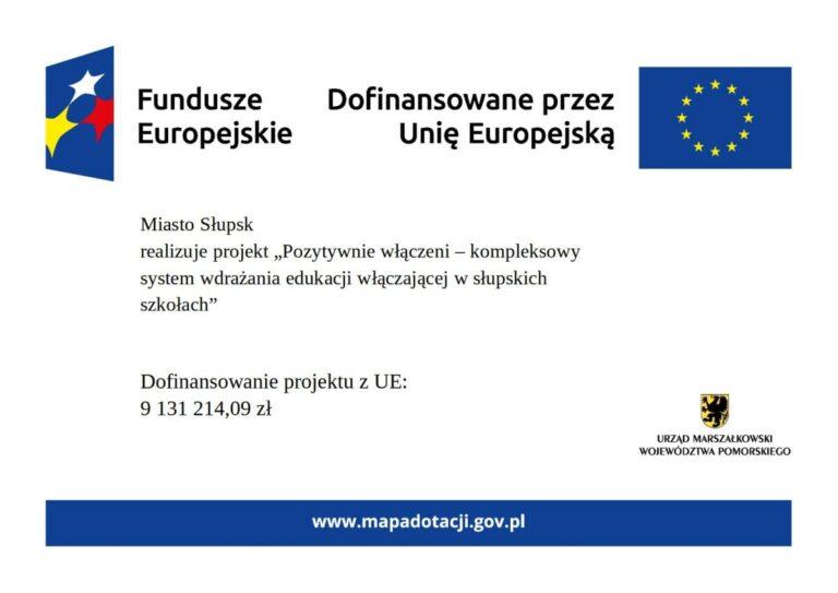 Plakat Fundusze europejskie. Z Urzędu Miasta Słupsk